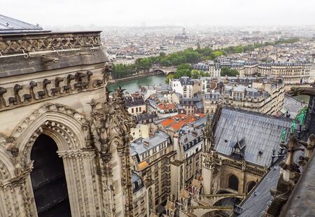 Paris Cityscape from Atop Notre Dame Cathedralの写真素材