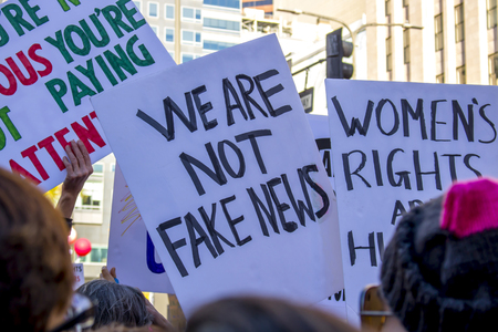Los Angeles, California - January 20, 2018.  Womenâs March in the streets of Los Angeles.のeditorial素材