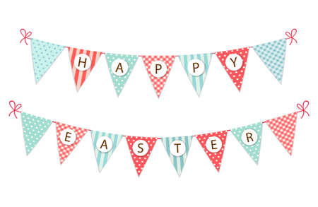 Cute festive vintage Easter bunting flags for your decorationのイラスト素材