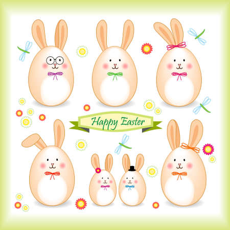 Colorful images of Easter characters and animalsのイラスト素材