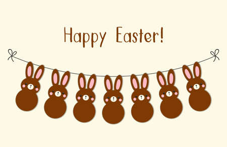 Cute Easter bunting with lovely bunnies for your decorationのイラスト素材