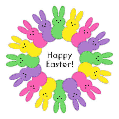 Cute Easter frame with lovely bunnies for your decorationのイラスト素材