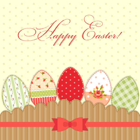 Lovely vintage Easter card with eggs in shabby chic styleのイラスト素材