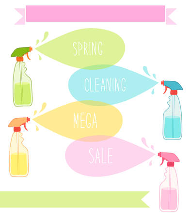 Cute vivid spring cleaning background with hand written textのイラスト素材