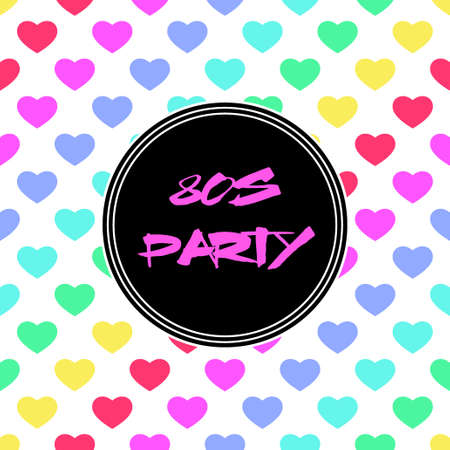 Bright 80s style rainbow hearts backgroundのイラスト素材