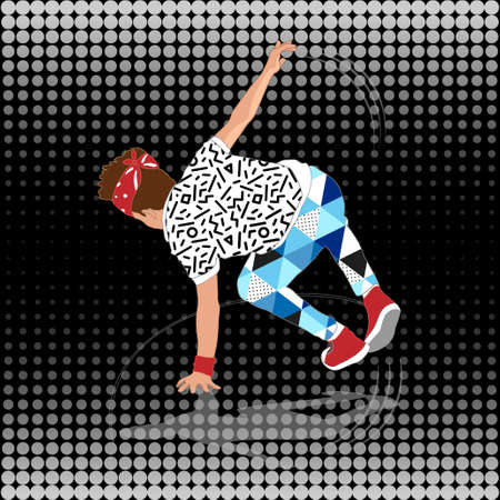 80s and 90s style street break dancerのイラスト素材