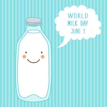 Cute hand drawn cartoon characters of milkのイラスト素材