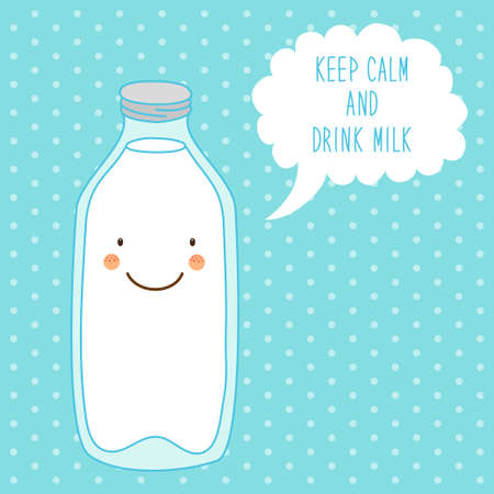 Cute hand drawn cartoon characters of milkのイラスト素材