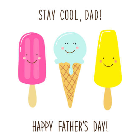 Funny unusual hand drawn Fathers Day greeting cardのイラスト素材