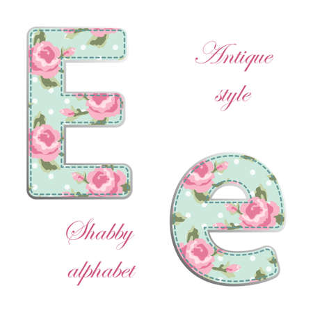 Fabric retro letters in shabby chic styleのイラスト素材