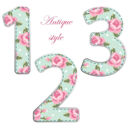 Fabric retro numbers in shabby chic styleのイラスト素材
