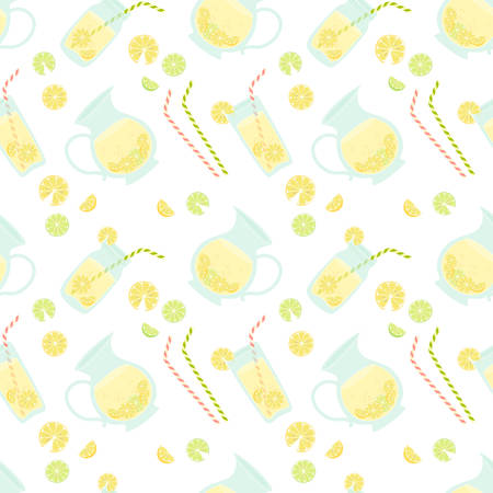 Cute vintage seamless pattern Fresh Lemonade for your decorationのイラスト素材