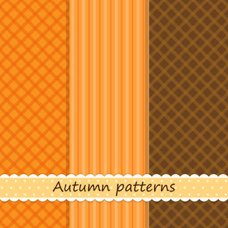 Set of three primitive retro patterns in autumn colors for your decorationのイラスト素材