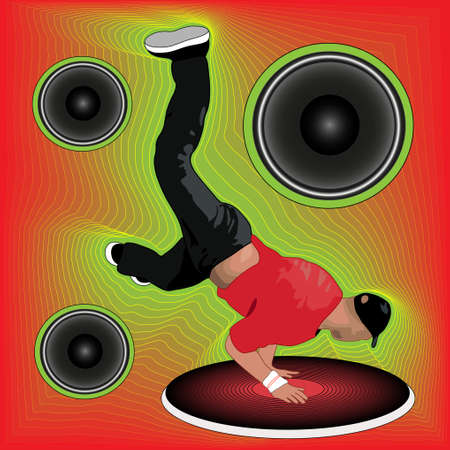 80s and 90s style street break dancer illustration.のイラスト素材