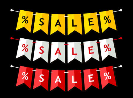 Bright Sale banner as bunting flags in flat style for your decorationのイラスト素材