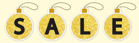 Set of cute vintage glitter price tags shaped as Christmas ballsのイラスト素材