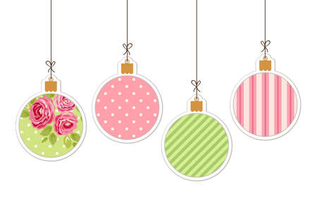 Cute vintage Christmas card in shabby chic styleのイラスト素材