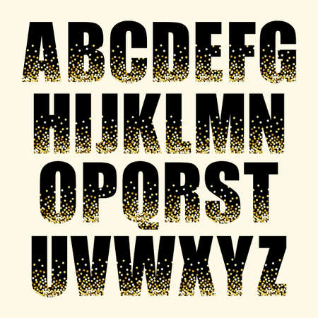 Festive luxury alphabet letters with glamour golden glitter confettiのイラスト素材
