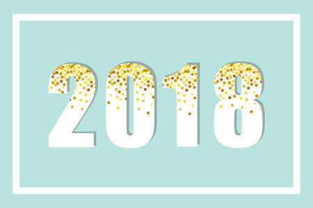 Luxury 2018 New Year gold glitter lettering for your decoration, can be used as banner, poster, calendar front page. card etcのイラスト素材