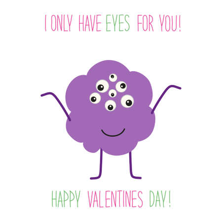 Cute unusual Valentine's Day card with funny cartoon character of monster.のイラスト素材