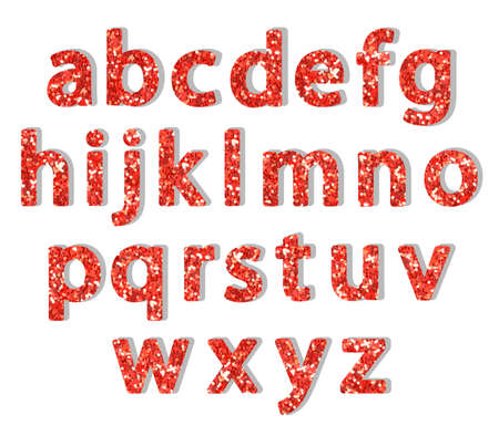 Luxury festive Red glitter sparkling alphabet letters.のイラスト素材