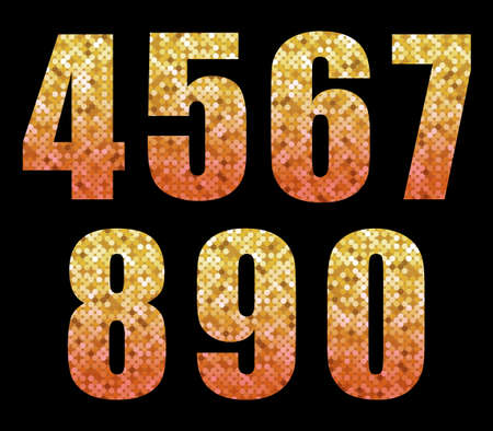 Beautiful trendy glitter alphabet numbers with gold to red ombre