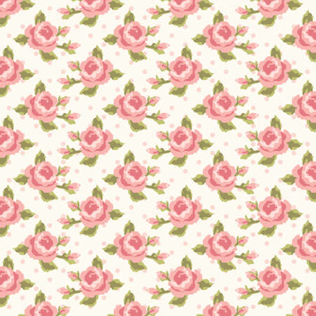 Cute vintage seamless shabby chic floral pattern for your decoration, can be used as wallpapers, fabrics design etc.のイラスト素材