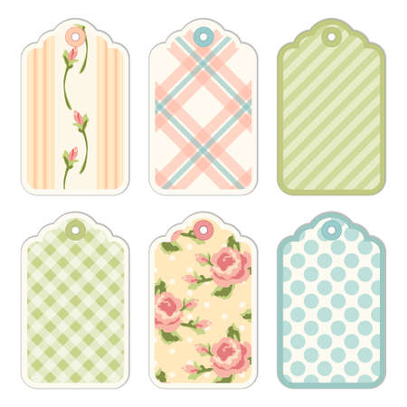 Vintage tags with roses in shabby chic style for scrap booking or as sale tagsのイラスト素材