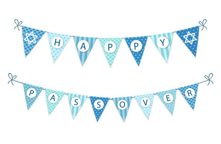 Cute festive bunting flags for Pesach jewish holiday Passoverのイラスト素材
