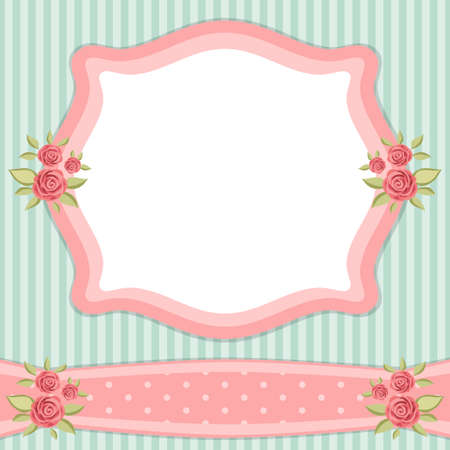 Retro floral frame with roses in shabby chic styleのイラスト素材