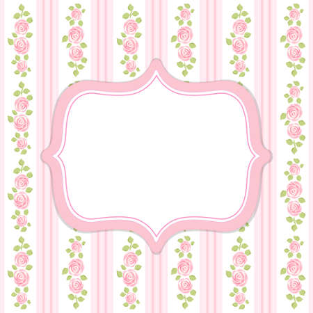 Retro floral frame with roses in shabby chic styleのイラスト素材