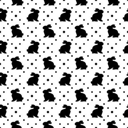 Cute geometric Easter seamless pattern design with bunny and dotsのイラスト素材