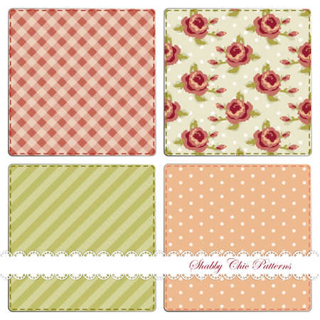 Set of four cute retro patterns in shabby chic styleのイラスト素材