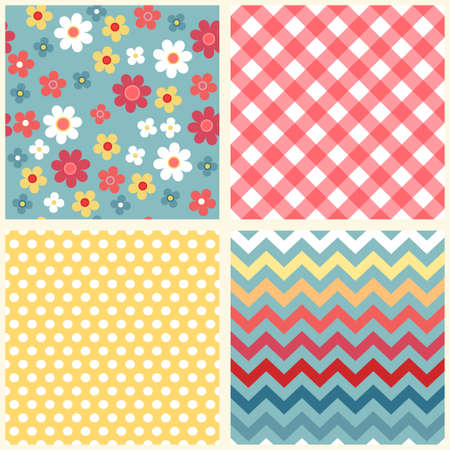 Set of cute vintage seamless shabby chic floral background for your decorationのイラスト素材