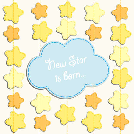 Cute card with stars as applique garlandのイラスト素材