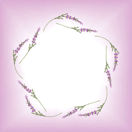 Vintage floral frame with lavender in provence style on dots backgroundのイラスト素材