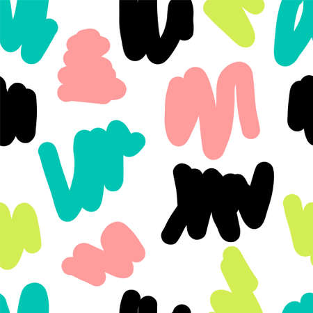 Hand drawn seamless repeating pattern with abstract shapes brush strokes for your decorationのイラスト素材