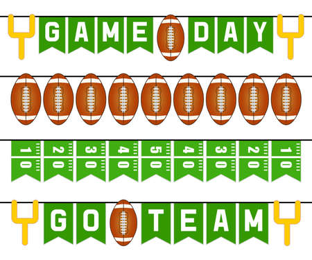 American football bunting flags party decorationのイラスト素材