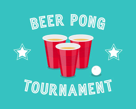 Beer Pong Tournament flyer as red cupsのイラスト素材