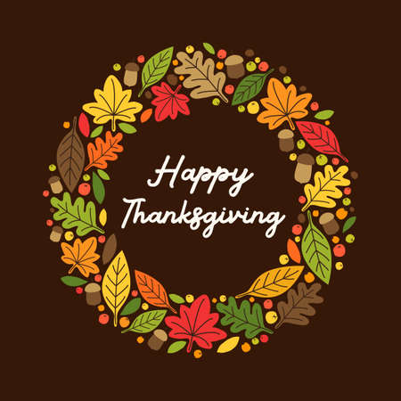 Cute botanical Autumn Leaves Wreath frame can be used for shopping sale or promo poster and frame leaflet or web bannerのイラスト素材