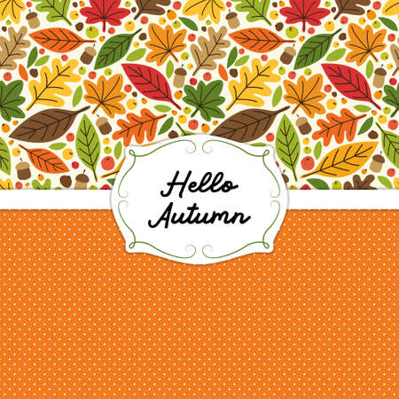 Cute Autumn Leaves card template can be used for shopping sale or promo poster and frame leaflet or web bannerのイラスト素材