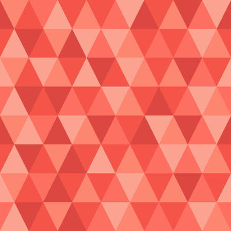 Geometric Seamless Abstract Background with Triangle shapes as mosaic pattern in trendy 2019 color Living Coralのイラスト素材