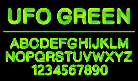 Soft flexible tube neon 3D gradient Alphabet in trendy 2019 color UFO Green for your decorationのイラスト素材