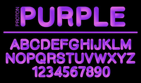 Soft flexible tube neon 3D gradient Alphabet in trendy 2019 color Proton Purple for your decorationのイラスト素材