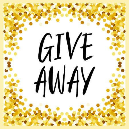 Eye-catching gold glitter confetti frame Giveaway for promotion in social networkのイラスト素材