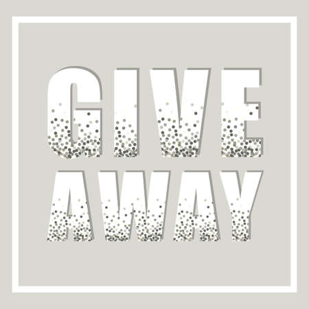 Eye-catching silver glitter confetti frame Giveaway for promotion in social network, advertizing of...