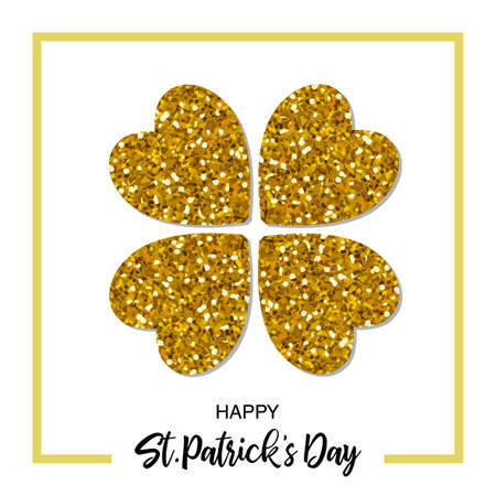 Festive St. Patricks Day holiday design banner with magic sparkling glitter clover leafのイラスト素材