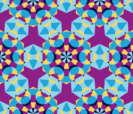 Cute Kaleidoscope Seamless Pattern composed of color abstract geometric elements, can be used as design element for texture, pattern and artistic compositionsのイラスト素材