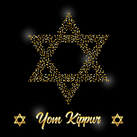 Luxury Festive Yom Kippur Jewish Holiday background with golden sparkles and glittering effect and letteringのイラスト素材