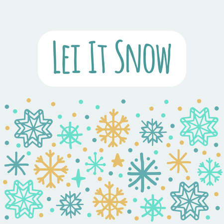 Cute Scandinavian Winter background with hand drawn snowflakesのイラスト素材